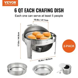 VEVOR 2-teiliger Speisenwärmer Wärmebehälter Chafing-Dish-Set Rolldeckel 5,5 L x 2, Rund Edelstahl Wärmebehälter Buffet Set inkl. Kraftstoffhalter & Esszange, für Restaurants, Buffets, Schulen usw. VEVOR 2-teiliger Speisenwärmer Wärmebehälter Chafing-Dish-Set Rolldeckel 5,5 L x 2, Rund Edelstahl Wärmebehälter Buffet Set inkl. Kraftstoffhalter & Esszange, für Restaurants, Buffets, Schulen usw.