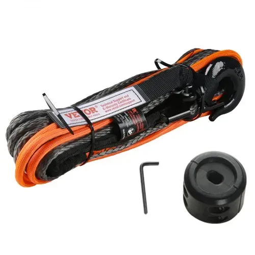 VEVOR Kunststoffseil 6,4 mm x 15,2 m Seilwinde Synthetikseil aus 12 Strängen hochmolekularer Polyethylenfasern Windenseil Powerline ideal zum Ziehen von ATVs UTVs Autos SUVs und großen Offroadern – Bild 8