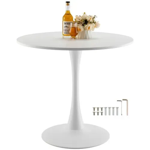 VEVOR runder Esstisch Küchentisch Holztisch (80 cm / 113,4 kg belastbar) für 2–4 Personen, moderne Bürotische mit Säulenfuß im Tulpendesign, für Küche zu Hause Wohnzimmer, weiß (nur Tisch) VEVOR runder Esstisch Küchentisch Holztisch (80 cm / 113,4 kg belastbar) für 2–4 Personen, moderne Bürotische mit Säulenfuß im Tulpendesign, für Küche zu Hause Wohnzimmer, weiß (nur Tisch)