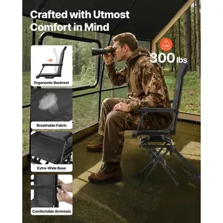 VEVOR Faltstuhl Campingstuhl Anglerstuhl mit Armlehnen & Stahlrahmen & verstellbarem Tragegurt Klappstuhl Gartenstuhl (136 kg belastbar) 360° geräuschlos drehbar, für Picknick Garten Outdoor VEVOR Faltstuhl Campingstuhl Anglerstuhl mit Armlehnen & Stahlrahmen & verstellbarem Tragegurt Klappstuhl Gartenstuhl (136 kg belastbar) 360° geräuschlos drehbar, für Picknick Garten Outdoor