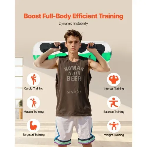 VEVOR Wassergewichte Aquabag Trainings-Powerbags, 31,75 kg verstellbares tragbare Fitnessgeräte für Stabilität und Ganzkörpertraining, für Gleichgewichtstraining, Fitnessstudio-Übungen, klar – Bild 2