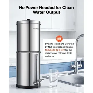 VEVOR Schwerkraft-Wasserfilter Wasserfiltersystem 5,68 L Edelstahl 304, Wasserfilteranlage Reduziert Blei und bis zu 99 % Chlor, mit 2 Aktivkohlefiltern, Wasserstandsanzeige, für Zuhause und Camping VEVOR Schwerkraft-Wasserfilter Wasserfiltersystem 5,68 L Edelstahl 304, Wasserfilteranlage Reduziert Blei und bis zu 99 % Chlor, mit 2 Aktivkohlefiltern, Wasserstandsanzeige, für Zuhause und Camping