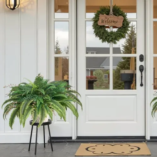 VEVOR Künstliche Farne, Durchmesser von 95-105 cm, hängende künstliche Boston-Farn, Pflanzen-Wanddekoration mit 80 Zweigen & Blumentopf, Kunstfarn für Zuhause, Büro & Außenbereich – Bild 7