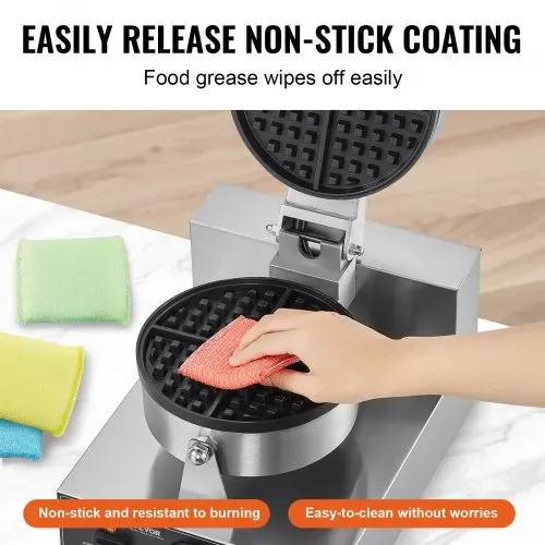 VEVOR kommerzielles Waffeleisen 1230 W Waffel Maker mit antihaftbeschichteten Backflächen Waffeleisen aus Edelstahl mit Temperatur- und Zeitregelung, für Restaurant Bäckerei 4 Fächerfömige Waffeln – Bild 3
