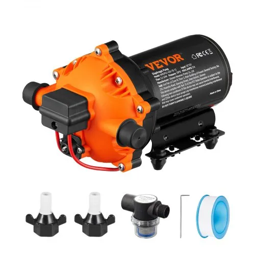 VEVOR Wassermembranpumpe, 12 V DC, 5,5 GPM Durchfluss, 70 PSI Nenndruck (40–100 PSI einstellbar), 1/2 Zoll MNPT selbstansaugende Sprühpumpe mit Druckschalter für Wohnmobil, Camper, Marine, Boot, Rasen, FCC-zertifiziert VEVOR Wassermembranpumpe, 12 V DC, 5,5 GPM Durchfluss, 70 PSI Nenndruck (40–100 PSI einstellbar), 1/2 Zoll MNPT selbstansaugende Sprühpumpe mit Druckschalter für Wohnmobil, Camper, Marine, Boot, Rasen, FCC-zertifiziert