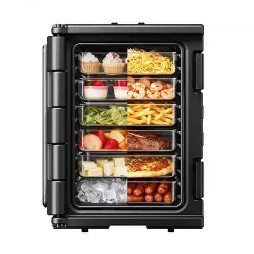 VEVOR Isolierte Thermobox Warmhaltebox 90 L, LLDPE-Lebensmittelbehälterträger mit Doppelschnallen, Speisewärmer mit Griffen, Transportbox für Restaurant, Kantine, Isolierbox 645 x 445 x 610 mm – Bild 9