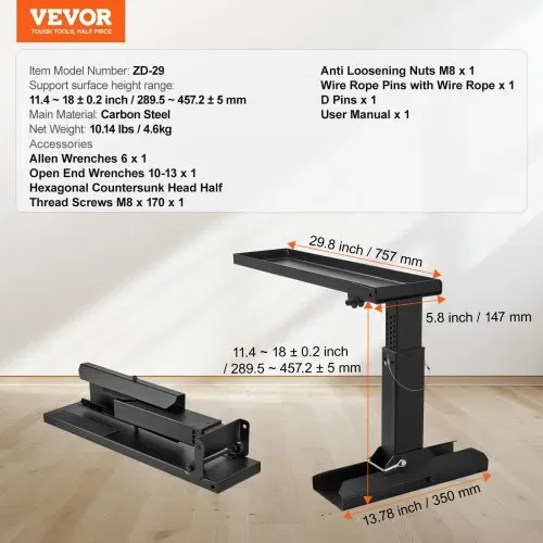 VEVOR Leiternivellierer, 756,92 x 289,5-457,2 mm, Leiterstabilisator für Stahlleitern, zusammenklappbarer Leiterbein-Leveler, einfach zu verwendender Beinstabilisator, Zubehör für Ausziehleitern – Bild 6