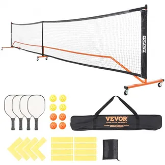 VEVOR Pickleball-Netz-Set, tragbares Pickleball-System in regulärer Größe mit Taschen, Bällen, Paddeln, Rädern und Spielfeldlinien, wetterbeständigem Metallrahmen und PE-Netz, für die Einfahrt im Hinterhof im Freien VEVOR Pickleball-Netz-Set, tragbares Pickleball-System in regulärer Größe mit Taschen, Bällen, Paddeln, Rädern und Spielfeldlinien, wetterbeständigem Metallrahmen und PE-Netz, für die Einfahrt im Hinterhof im Freien