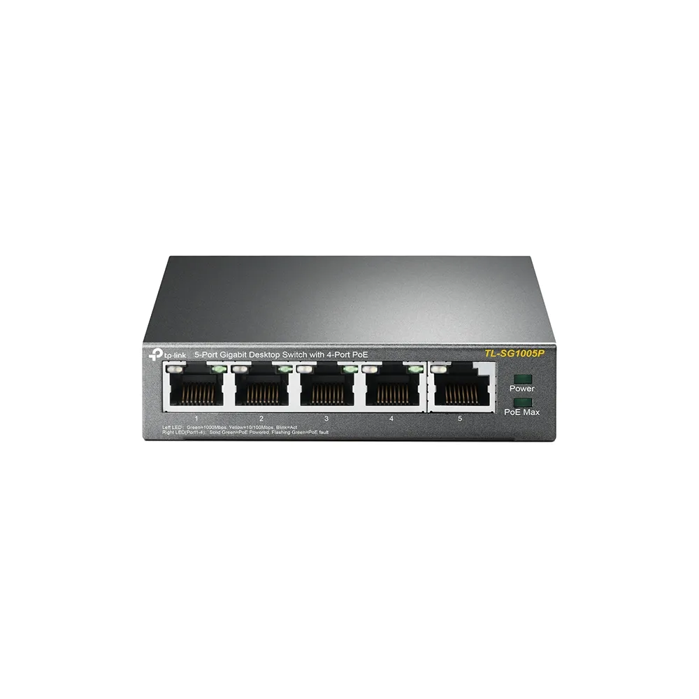 TP-Link 5-Port-10/100/1000Mbit/s-Desktop-Switch mit 4 PoE-Ports TP-Link 5-Port-10/100/1000Mbit/s-Desktop-Switch mit 4 PoE-Ports