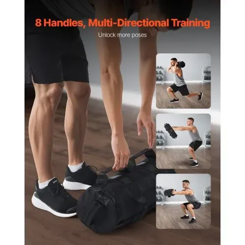 VEVOR Workout-Sandsack, strapazierfähige Powerbags Sandsack-Trainingstasche mit Griffen, verstellbar 2-11 kg für Fitness-Krafttraining, Cross-Training, Fitnessstudio-Übungen, Schwarz (ungefüllt) – Bild 5