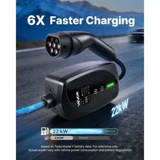 VEVOR Mobile Wallbox, 22 kW, 32 A, Typ 2 Ladestation für Elektrofahrzeuge, 3-Phasig-Ladegerät mit 7 m Ladekabel, CEE32-Stecker, LCD-Bildschirm, IP66-Steuerbox, für Elektrofahrzeuge VEVOR Mobile Wallbox, 22 kW, 32 A, Typ 2 Ladestation für Elektrofahrzeuge, 3-Phasig-Ladegerät mit 7 m Ladekabel, CEE32-Stecker, LCD-Bildschirm, IP66-Steuerbox, für Elektrofahrzeuge