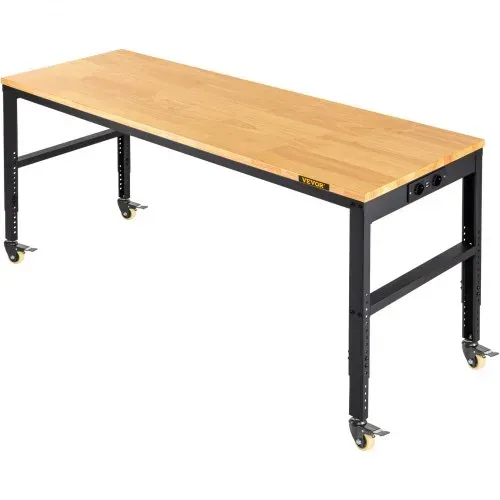 VEVOR Höhenverstellbare Werkbank 122 x 51 x 79 - 104 cm Spanntisch, 720 kg Gewichtskapazität Arbeitstisch, Braun Klappbare Werkzeugbank aus Kaltgewalzter Stahl, Multifunktionswerktisch für Werkstatt – Bild 10