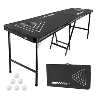 VEVOR tragbarer Beer Pong Tisch klappbar erhöht (240 x 60 x 90 cm), Beerpong Tisch mit Tragegriffen & 6 Pong-Bällen, Heckklappentisch für Büro Heckklappenparty Reisen und Camping, schwarz VEVOR tragbarer Beer Pong Tisch klappbar erhöht (240 x 60 x 90 cm), Beerpong Tisch mit Tragegriffen & 6 Pong-Bällen, Heckklappentisch für Büro Heckklappenparty Reisen und Camping, schwarz
