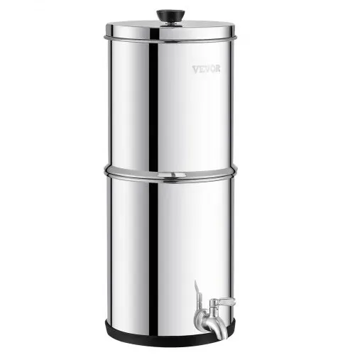 VEVOR Schwerkraft Wasserfiltersystem Edelstahl Arbeitsplattensystem 4,4 + 5,5 L Wasserfiltrationssystem, reduziert Blei und bis zu 99 % Chlor, mit 2 Kohlefiltern & Zapfhahn, Camping Wohnmobil Zuhause – Bild 10