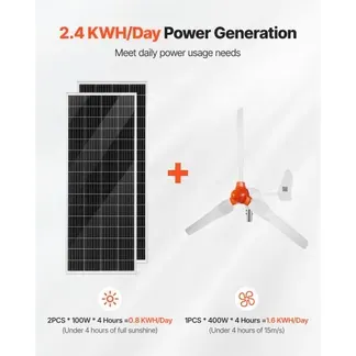 VEVOR 12V 600W Solar-Wind-Hybrid-Set, Inkl. 2 Stk. 100W Mono-Solarpanele 400W Windturbine mit Kontroller 1000W Hybrid-Solar-Wechselrichter & 12,8V 100Ah LiFePO4 Akku, Ideal für Heimgebrauch Auto RV VEVOR 12V 600W Solar-Wind-Hybrid-Set, Inkl. 2 Stk. 100W Mono-Solarpanele 400W Windturbine mit Kontroller 1000W Hybrid-Solar-Wechselrichter & 12,8V 100Ah LiFePO4 Akku, Ideal für Heimgebrauch Auto RV