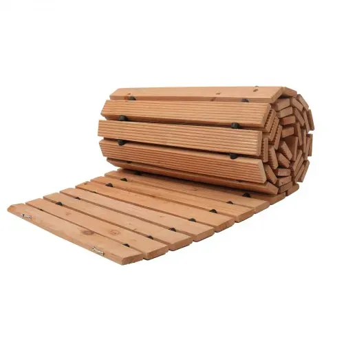 VEVOR Rollweg Gartenweg 253x43 cm, Ausrollbarer Holzweg, Gehweg aus Zedernholz mit Drahtseilverbindung, Holztritt, Gartentritt, dekorative Trittplatten für die Strandpromenade, Hinterhof, Terrasse – Bild 9