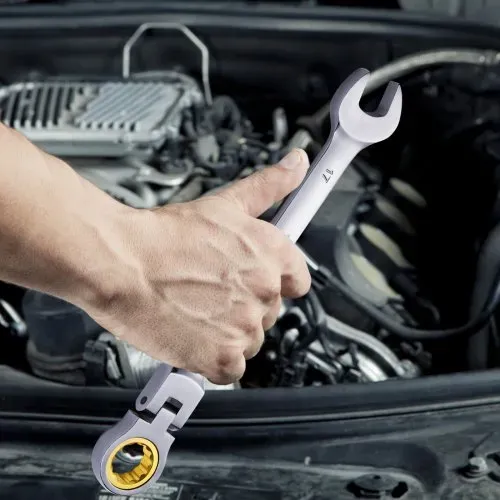 VEVOR Flexhead-Ratschenschlüsselsat 8-teiliger Ringmaulschlüsselsatz mit Rolltasche, Cr-V-Stahl flexibler Ratschenschlüsselsatz metrisch 8 mm bis 17 mm, ideal für Haushalts- und Autoreparaturen – Bild 7
