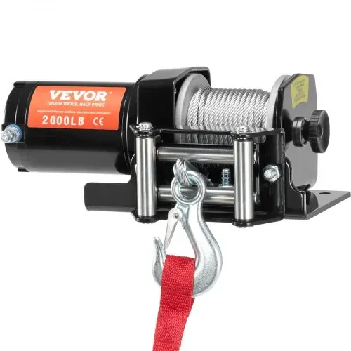 VEVOR Elektrische Seilwinde, 2000 lb Seilzugkapazität, 12 V DC ATV/UTV-Winde mit Φ5/32 in x 39 ft 7-Strang-Stahlkabelrolle, Kabelfernbedienung, IP55 wasserdicht zum Abschleppen von UTV ATV im Gelände – Bild 10