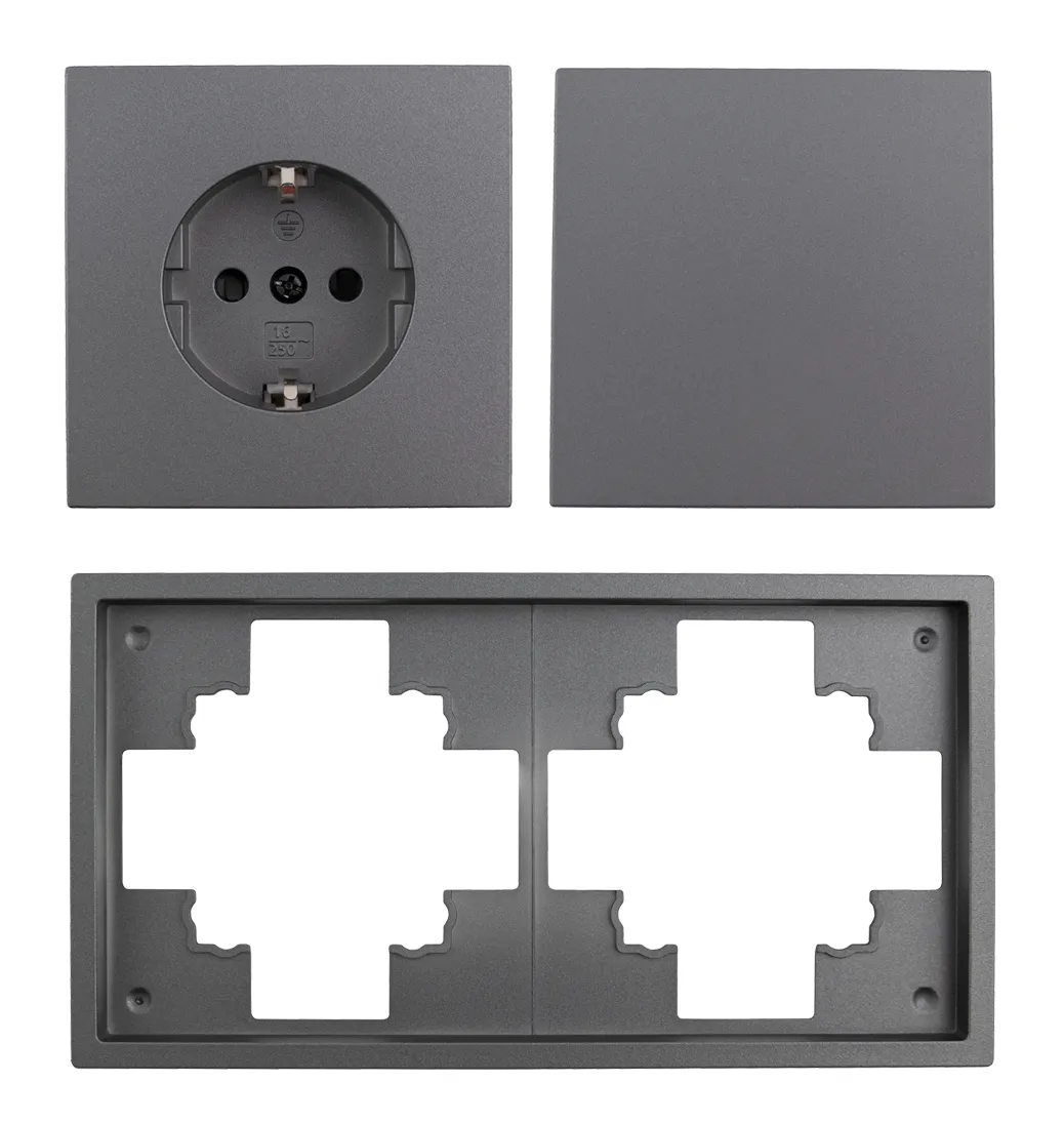 Schalter und Steckdosen Set McPower Shallow ''Tür 2-fach Profi'' 3-teilig, Steckanschluss – Bild 3