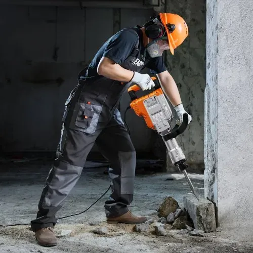 VEVOR Hochleistungs-Betonbrecher Abbruchhammer 3500 W, 60 J Schlagkraft Elektroabbruchhammer, Bohrhammer Betonhammer Stemmhammer 1900 BPM, inkl. Spitzmeißel, Flachmeißel, für Schiefer, Beton usw. – Bild 7