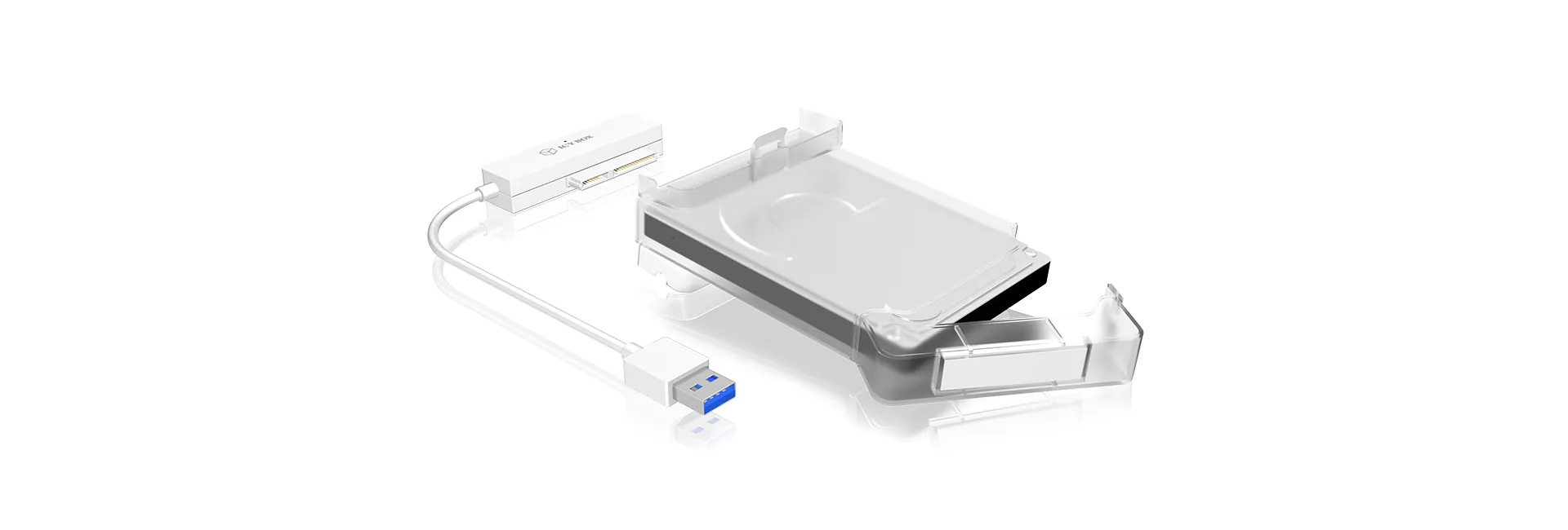 ICY BOX IB-AC703-U3, USB 3.2 Gen 1 zu 2,5" SATA Festplatten (9,5 mm Höhe) Adapter Kabel mit Schutzbox, Zugriff LED, USB 2.0 compatibel, weiß – Bild 3