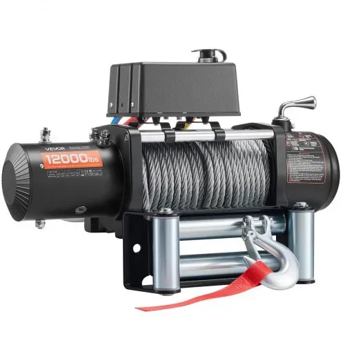 VEVOR Elektrische Seilwinde, 5400 kg, 12 V DC LKW-Winde mit Φ 9,1 mm x 26 m Stahlseil, kabellose & kabelgebundene Fernbedienung, geeignet zum Abschleppen von SUV, Jeep, Anhänger, Boot, Geländewagen – Bild 9
