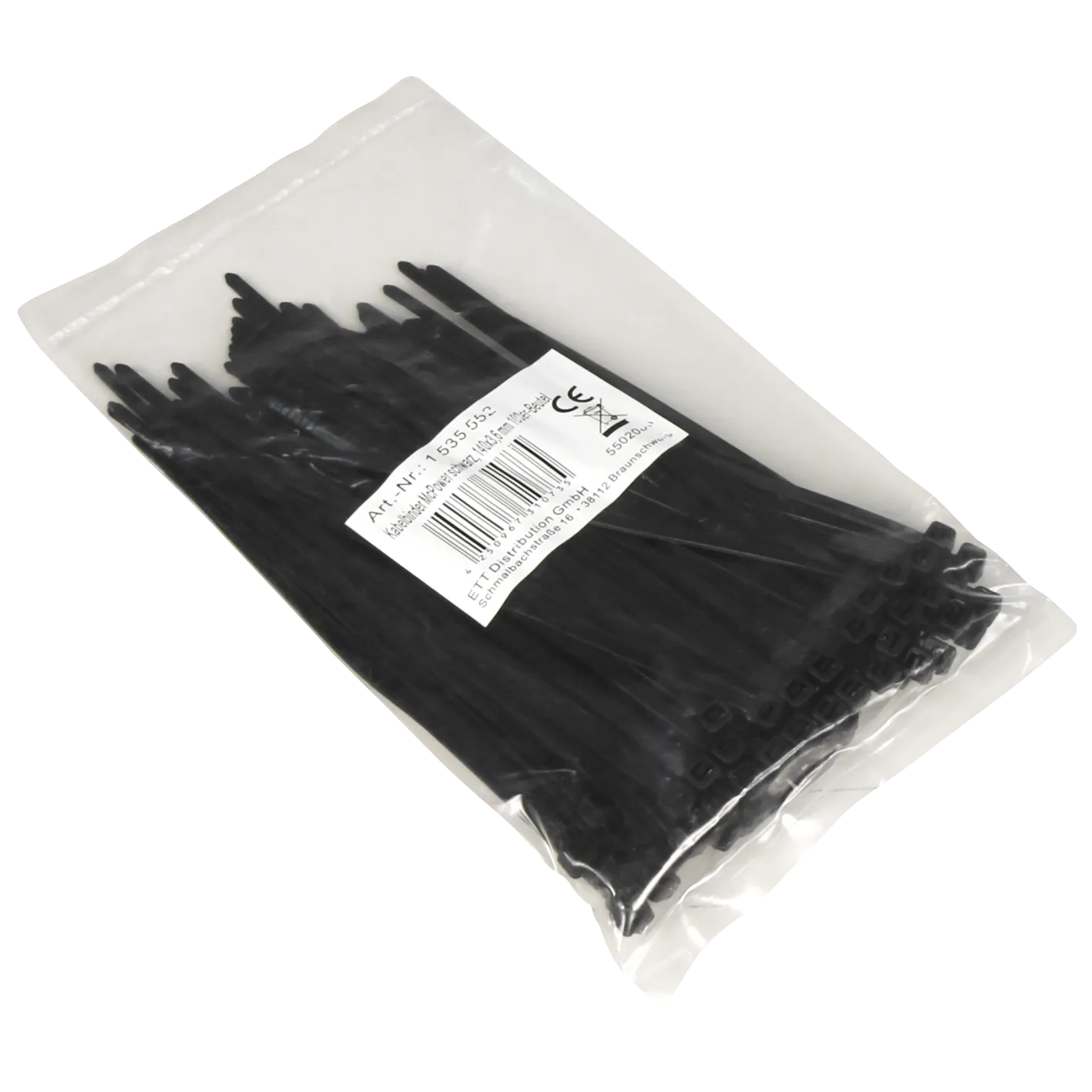 Kabelbinder McPower, schwarz, 140x3,6mm, 100er-Pack, UV beständig – Bild 2