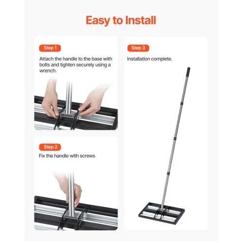VEVOR Rasenrakel 438x255 mm, Rasen Nivellierrechen mit 161 cm Verstellbarem Stiel, Edelstahl Rasenrechen für Garten & Golfplatz, Lawn Leveling Rake zum Nivellieren von Rasenflächen. – Bild 4
