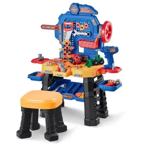 VEVOR Kinder-Werkbank, 181-teilig, Werkzeugbank mit realistischen Werkzeugen und elektrischer Bohrmaschine, Bauwerkzeuge für Kinder, Kleinkind-Werkbank-Lernspielzeug für Kinder ab 3 Jahren – Bild 7