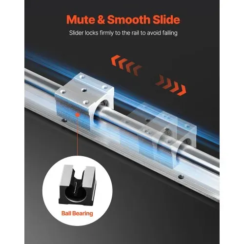 VEVOR Linearführung Linearschiene 2 Stk. SBR20-1500mm Kohlenstoffstahl Aluminium Führungsschiene mit 4 Stk. SBR20UU-Gleitblöcke Linearlager Lagerblock CNC Teile für 3D Drucker Fräs-/Drehmaschine – Bild 3