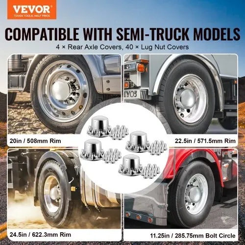 VEVOR Radkappen für die Hinterachse gewölbte Achsabdeckung für Sattelschlepper, galvanisierte ABS-Radmutternabdeckungen 4-teiliges komplettes Achsabdeckungs-Kombi-Set helles Silber Autodekoration VEVOR Radkappen für die Hinterachse gewölbte Achsabdeckung für Sattelschlepper, galvanisierte ABS-Radmutternabdeckungen 4-teiliges komplettes Achsabdeckungs-Kombi-Set helles Silber Autodekoration