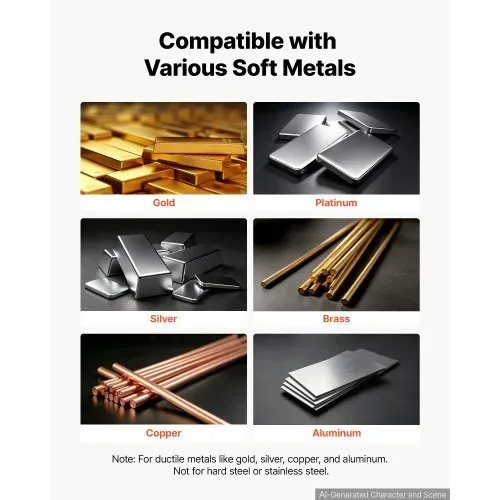 VEVOR Handwalzwerk 40 mm 3-in-1 Kombinationswalzwerk Rund Flach Quadrat, Manuelles Schmuckwerkzeug für DIY-Schmuckhersteller, Einstellbare Dicke 0,03–7 mm, für Duktile Metalle Gold Silber Kupfer Alu – Bild 5