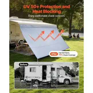 VEVOR Sonnenschutz (2 x 3,7 m) für Markisen (4 m), Markisen-Vorderwand mit UV50+ & Reißverschluss-PU-Bezug & Doppelt Genähtem Polyester-Netzgewebe, Regenschutz für Wohnmobil, Camping & Wohnwagen VEVOR Sonnenschutz (2 x 3,7 m) für Markisen (4 m), Markisen-Vorderwand mit UV50+ & Reißverschluss-PU-Bezug & Doppelt Genähtem Polyester-Netzgewebe, Regenschutz für Wohnmobil, Camping & Wohnwagen
