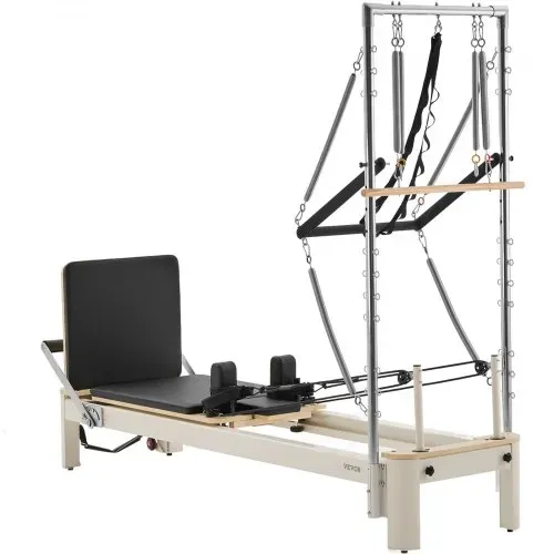 VEVOR Pilates Reformer Maschine für den Einsatz im Heim-Fitnessstudio, Krafttrainingsgerät mit doppeltem Widerstand, Reformer-Box & Sprungbrett, für Fortgeschrittene & Anfänger, bis zu 181,44 kg – Bild 10