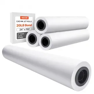 VEVOR Großformatpapier Plotterpapier 45,7 m x 609,6 mm 4 Rollen CAD-Bond-Rollen mit 50,8 mm Kern, Zeichenrollen für CAD-Zeichnungen, technische Pläne, GIS-Karten und Architekturentwürfe VEVOR Großformatpapier Plotterpapier 45,7 m x 609,6 mm 4 Rollen CAD-Bond-Rollen mit 50,8 mm Kern, Zeichenrollen für CAD-Zeichnungen, technische Pläne, GIS-Karten und Architekturentwürfe