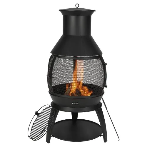 VEVOR Gartenkamin, φ500x1100mm Terrassenofen, Aztekenofen aus Eisen zum Grillen & Wärmen, Chimenea Feuerstelle mit Grillgitter, Kaminmantel & rostfreiem Kamindeckel, für Terrasse, Garten, Hinterhof VEVOR Gartenkamin, φ500x1100mm Terrassenofen, Aztekenofen aus Eisen zum Grillen & Wärmen, Chimenea Feuerstelle mit Grillgitter, Kaminmantel & rostfreiem Kamindeckel, für Terrasse, Garten, Hinterhof