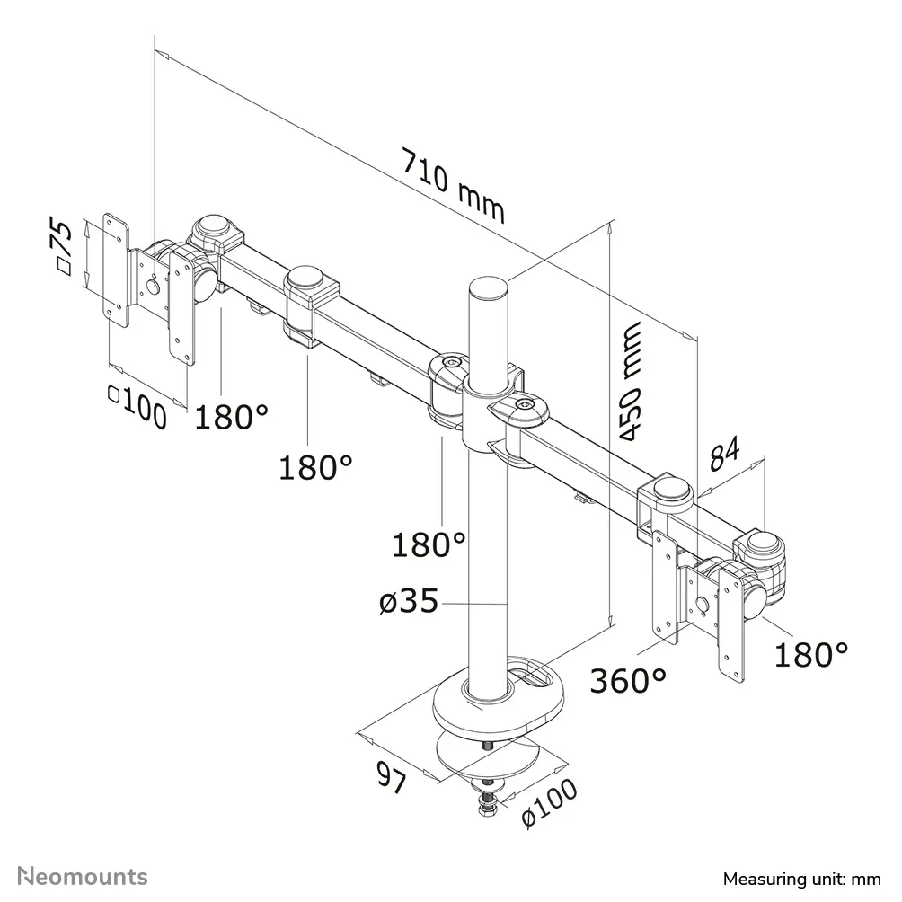 Neomounts FPMA-D960DG Monitorarm 10-27" – Bild 6