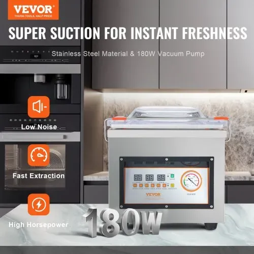 VEVOR Kammer-Vakuumierer 320 W Vakuumiergerät für feuchte Lebensmittel Fleisch Marinaden usw. kompakte Größe mit 32 cm Versiegelungslänge Anwendung in der privaten Küche und im gewerblichen Bereich VEVOR Kammer-Vakuumierer 320 W Vakuumiergerät für feuchte Lebensmittel Fleisch Marinaden usw. kompakte Größe mit 32 cm Versiegelungslänge Anwendung in der privaten Küche und im gewerblichen Bereich