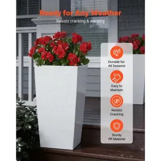 VEVOR Pflanztopf 390x390x750 mm 2er-Set, Blumentopf, Blumenkübel, PP-Pflanzgefäß, Planzkübel, Pflanzkasten mit Innentopf & Abflusslöchern, Geeignet für Zimmer- & Gartenpflanzen, Weiß VEVOR Pflanztopf 390x390x750 mm 2er-Set, Blumentopf, Blumenkübel, PP-Pflanzgefäß, Planzkübel, Pflanzkasten mit Innentopf & Abflusslöchern, Geeignet für Zimmer- & Gartenpflanzen, Weiß
