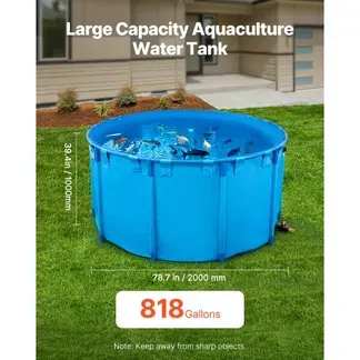 VEVOR Fischteich aus Segeltuch, mit 3100L Fassungsvermögen, Koi-Aquarium aus PVC, rundes Goldfischbecken mit stabilem Rahmen & Ablassventil, für Aquakultur, Koi-Zucht & Bewässerung (blau) VEVOR Fischteich aus Segeltuch, mit 3100L Fassungsvermögen, Koi-Aquarium aus PVC, rundes Goldfischbecken mit stabilem Rahmen & Ablassventil, für Aquakultur, Koi-Zucht & Bewässerung (blau)
