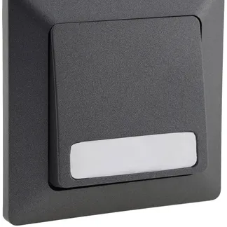 MILOS Taster mit Namensschild, Anthrazit 0-250V~/ 10A, inkl. Rahmen, UP MILOS Taster mit Namensschild, Anthrazit 0-250V~/ 10A, inkl. Rahmen, UP