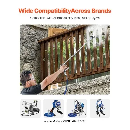VEVOR Airless Farbspritzpistole und Schlauch Set, 3600 PSI Farbspritzschlauch-Set mit 5 Spitzen, 211, 315, 417, 517, 623, Airless-Spritzpistolen-Set mit Filtern, Schlauch und Verlängerungsstangen VEVOR Airless Farbspritzpistole und Schlauch Set, 3600 PSI Farbspritzschlauch-Set mit 5 Spitzen, 211, 315, 417, 517, 623, Airless-Spritzpistolen-Set mit Filtern, Schlauch und Verlängerungsstangen