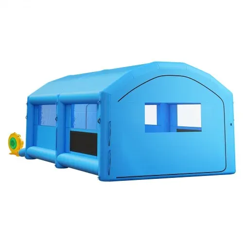 VEVOR Aufblasbare Lackierkabine 7x4x2,75m Spritzkabine Autolackierzelt Blau, mit 550-W-& 750-W-Gebläsen Aktivkohlefiltration Transparentem PVC-Fenster für Mittelgroße Pick-ups Große Möbel Tragbar – Bild 10