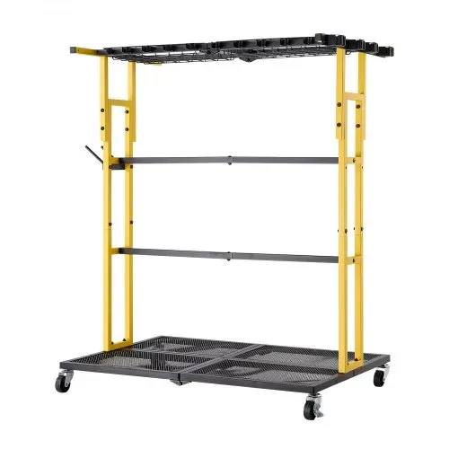 VEVOR Gartengeräte Ständer 920x560x1010mm Gerätehalter mit Rollen Schwarz, Aufbewahrungsregal für Garage Schuppen Garten, Organizer aus Stahl für Besen Mopp Rechen, 2-in-1 mit Schlitze & Klemmsystem – Bild 10