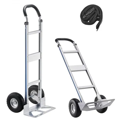 VEVOR Sackkarre, 227 kg Tragkraft, Schwerlast-Transportkarre mit Griff, Handkarre aus Aluminiumlegierung mit Zurrgurt, Stapelkarre für Umzüge nach Hause, ins Büro, ins Lager, 480x500x1340 mm VEVOR Sackkarre, 227 kg Tragkraft, Schwerlast-Transportkarre mit Griff, Handkarre aus Aluminiumlegierung mit Zurrgurt, Stapelkarre für Umzüge nach Hause, ins Büro, ins Lager, 480x500x1340 mm