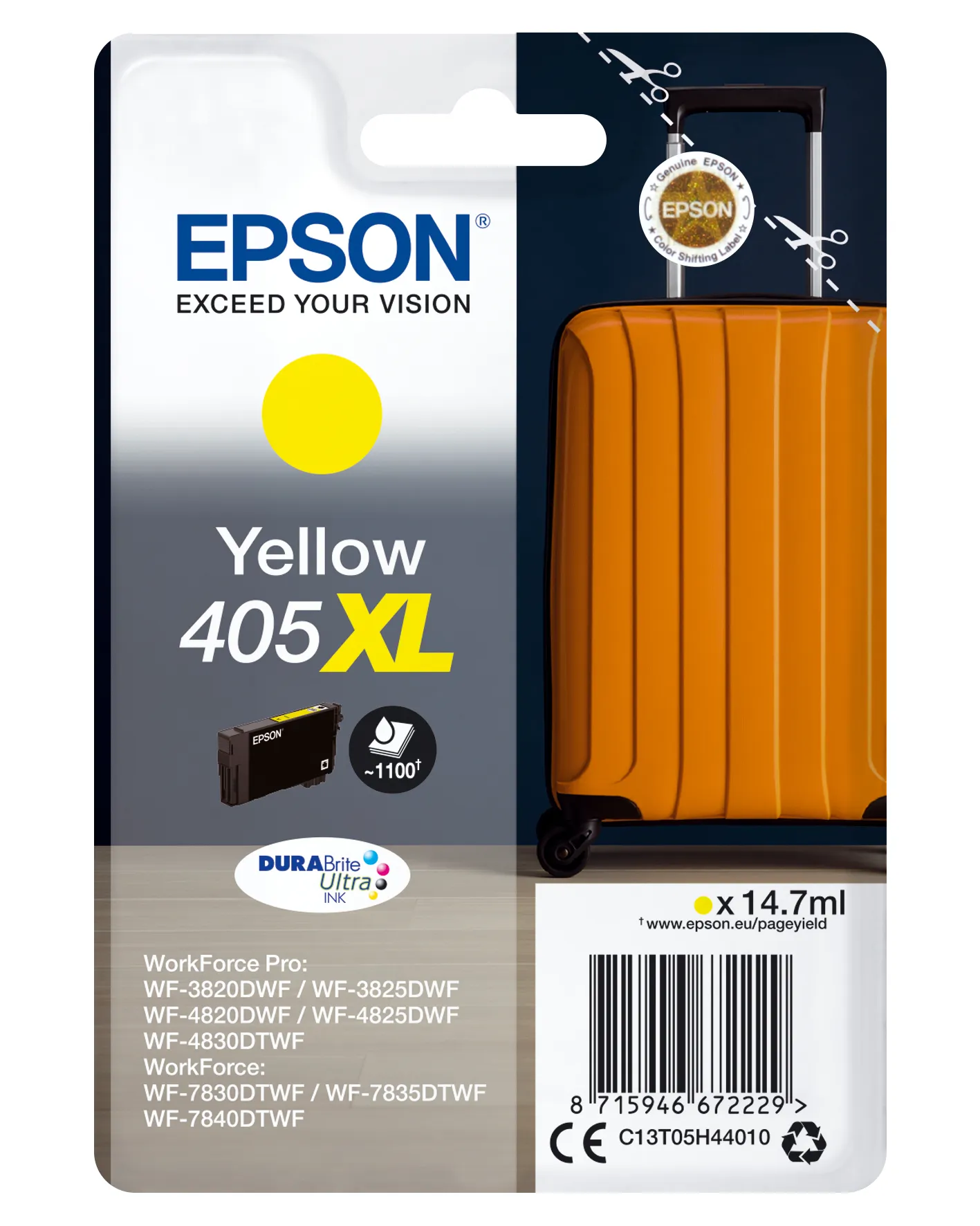 Epson Singlepack Yellow 405XL DURABrite Ultra Ink Epson Singlepack Yellow 405XL DURABrite Ultra Ink