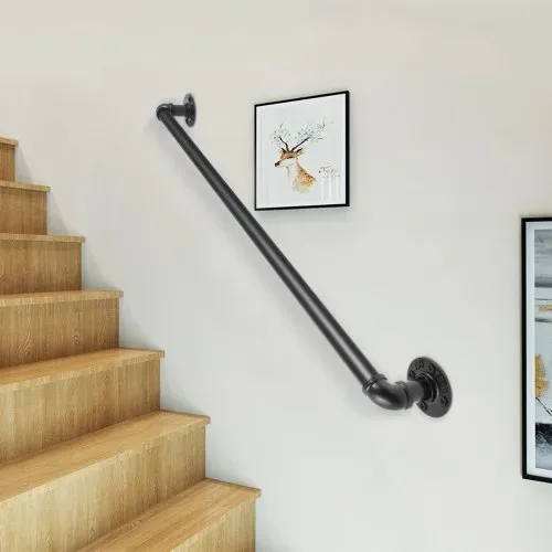 VEVOR Retro Wasserrohr Handlauf 60cm Industrieller Geländer Schutzbügel Handlauf Kohlenstoffstahl + Mattes Finish Geländer Retro Industrie 200kg Traglast ideal für Handläufe im Innen-/Außenbereich – Bild 7