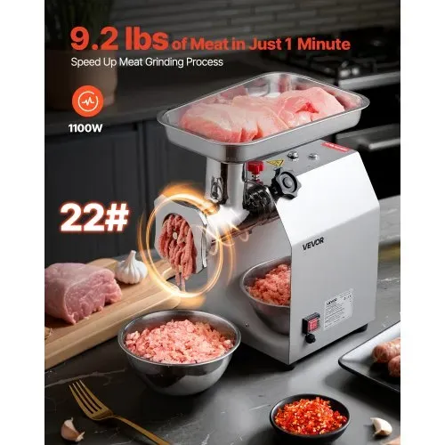 VEVOR elektrischer Fleischwolf mit 4,2 kg/min Kapazität, industrieller Tisch-Fleischwolf 1100 W mit Klinge & Mahlplatte, Wurstmaschine, kommerzieller Fleischwolf aus Edelstahl für Restaurant VEVOR elektrischer Fleischwolf mit 4,2 kg/min Kapazität, industrieller Tisch-Fleischwolf 1100 W mit Klinge & Mahlplatte, Wurstmaschine, kommerzieller Fleischwolf aus Edelstahl für Restaurant