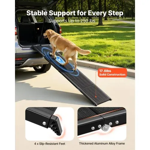 VEVOR Hunderampe, 180 x 43,2 cm, faltbare Hundeautorampe für mittelgroße & große Hunde bis 113 kg, Einstiegshilfe mit rutschfester Oxford-Gewebeoberfläche, tragbare Hundetreppe für SUV & LKW VEVOR Hunderampe, 180 x 43,2 cm, faltbare Hundeautorampe für mittelgroße & große Hunde bis 113 kg, Einstiegshilfe mit rutschfester Oxford-Gewebeoberfläche, tragbare Hundetreppe für SUV & LKW