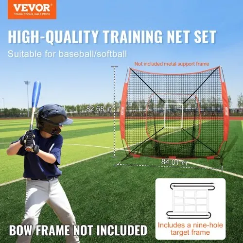 VEVOR 2134 x 2134 mm Pitching Net Pitching Target mit Strike Zone, Baseball & Softball 9 Loch Trainingsgeräte für Jugendliche & Erwachsene, Baseball Pitching Net (nur Netz) VEVOR 2134 x 2134 mm Pitching Net Pitching Target mit Strike Zone, Baseball & Softball 9 Loch Trainingsgeräte für Jugendliche & Erwachsene, Baseball Pitching Net (nur Netz)